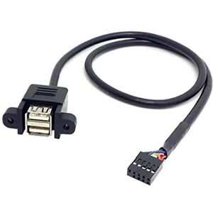 Stapelbare dubbele USB 2.0 A Type F naar moederbord 9-P header kabel met paneel 50cm