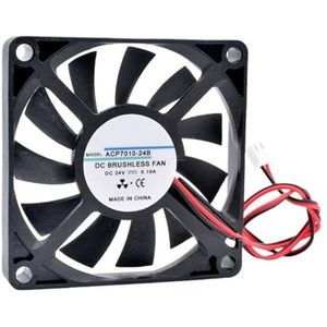 1 ventilator ACP7010 7 cm 70 mm 70 x 70 x 10 mm DC 5 V 12 V 24 V 2-polig voor CPU chassis, voeding, oplader, omvormer (12 V SLEEVE_FIXED KLEOR)