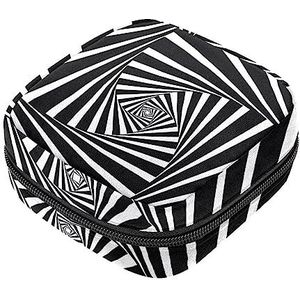 Maandverband Opbergtas, Vrouwelijke Product Pouches Draagbare Periode Kit Tas voor Meisjes Vrouwen Dames Zwart en Wit, Meerkleurig, 4.7x6.6x6.6 in/12x17x17 cm