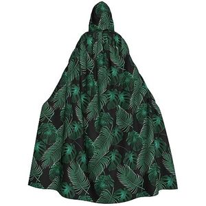 Bxzpzplj Bananenblad groene mantel met capuchon voor mannen en vrouwen, volledige lengte Halloween maskerade cape kostuum, 185 cm