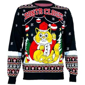 Santa Claws Kersttrui Met Schattige kat - Foute Kersttrui DrunkenDinos - Gebreide kersttrui - Poezen kersttrui - Katten kersttrui - Ugly christmas sweater (M)