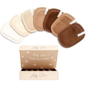 Lilly Skin Wasbare en Herbruikbare Make-up Remover Pads - Vierkante Microvezelreinigingsdoekjes voor Gezichtshuid - Doos met 7 Pads van Kunstkatoen - Nude Edition