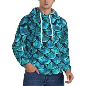 Jkkghll Visschaalprint Mannen Hooded Warme Lichtgewicht Trui Voor Winter Herfst En Lente Casual Wear, Zwart, XS