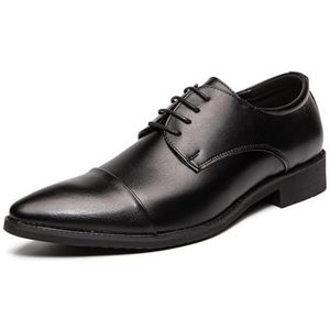 KYOESCAI Veterschoenen voor heren, comfortabele zakelijke Oxfords, formele Derby-schoenen voor heren,zwart,38 EU