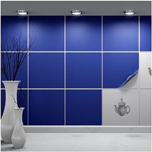 FoLIESEN - Tegelstickers 20x20 cm | Zelfklevende tegelfolie voor badkamer, keuken en toilet I Krasbestendig en verwijderbaar | 10 sticker tiles, koningsblauw mat