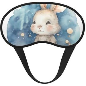 Slaapoogmasker voor dames en heren, zacht, comfortabel slaapmasker, verduisterend, slapende oogbedekking voor reizen, yoga, dutje, werk, geschilderd konijn