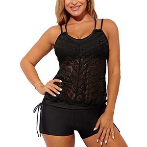 Tankini-zwempak, Buikcontrole Tweedelige Gekruiste Rug Dameszwempakken Hol voor Strand voor Dames (M)