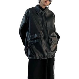A&M Express Dames zwart PU lederen jas - lange mouwen streetwear motorjas, Zwart, L