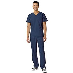 WonderWink W123 Unisex 4-Pocket Utility Top & Unisex Multi-cargo broek Scrub Set + Badge Reel