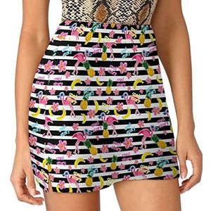 Flamingo, Ananas Dames Skorts Hoge Taille Tennisrok Gelaagde Korte Mini Rok Culottes Skorts Met Zakken 4XL