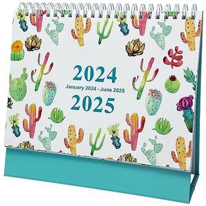 VALINK Bureaukalender 2024-2025, januari 2024 - juni 2025 bureaukalender, metalen ring, dubbeldraads bindende maandelijkse bureaukalender B