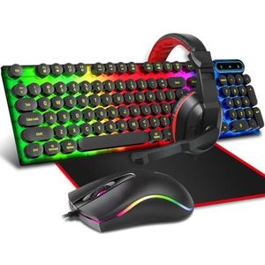 RGB Kleur Veranderende Muis Headset Toetsenbord Muismat Multimedia Regenboog