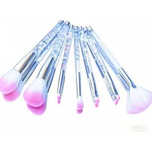 RAEEIKPHZ Reizen Make-up Borstel Set Wit, Foundation Grijs Transparant Unieke Vloeibare Stromen Handvat Blush Poeder Fan Lip Oogschaduw Blender Wenkbrauw Borstel Sets voor Meisjes Lady Gift Present