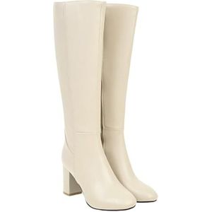 Vrouwen 7.5Cm Laarzen Comfortabele Pull on Chunky Heel Knie Hoge Laarzen, Rijlaarzen, Brede Kalf Lage Hak Cowboy Laarzen