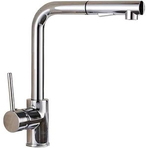 Aanrecht Mixer Tap, Trek Eengreeps Chrome Swivel Zwarte Kraan Met Sproeikop Uitloop Vaatwasser Sproeier in Messing Monobloc Commerciële Badgemonteerde Kraan