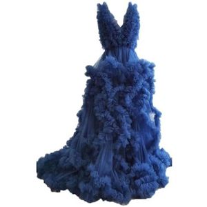 Tule gewaad zwangerschapsjurken voor fotoshoot lange bruiloft bruids zwangere kamerjassen grote maat, marineblauw, 34