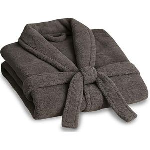 Bestlivings Badjas (4XL - 6XL) met sjaalkraag en zakken, zacht, pluizig, absorberend, sauna en spa, ook voor grote maten, ochtendjas, grijs, 4XL Grote maten