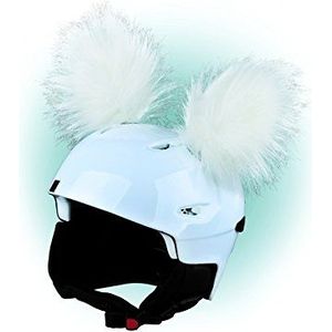 Crazy Ears Helm-accessoires, oren, kat/tijger/lynx/kikker, ski-oren geschikt voor skihelm, motorhelm, fietshelm en nog veel meer, witte yeti-oren