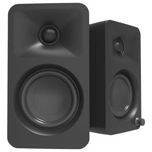 Kanto ORA 100W Powered Bi-amp Reference Desktop Computer Speakers w/Bluetooth 5.0 & USB-C | 100 Hz Crossover | Reference Quality Sound | Pair | Black