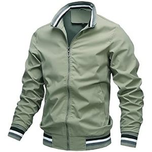 Casual jas voor heren, knappe lente en herfst, sport, effen kleur jas, herenkleding, Groen, XL