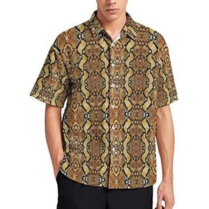 Ratelslangenhuid, Hawaiiaans shirt voor heren, zomer, strand, casual, korte mouwen, button-down shirts met zak