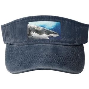 LAMAME 3D Shark Fish Gedrukt Lege Top Baseball Sun Cap Verstelbare Sport Cap, Donkerblauw, 5-7