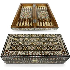 Elessar Nieuw 30 x 30 cm houten backgammon steenemon/schaakspel/DAMA board BK 301 met 30 houten backgammon stenen