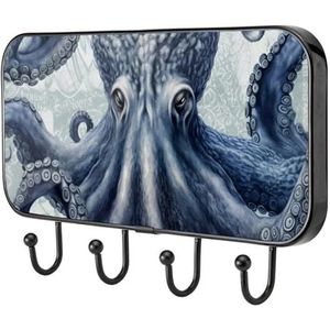 etoenbrc Grijze octopus kapstokhaken aan de muur gemonteerd,4 ijzeren kleerhangerhaken voor hangende jassen, decoratieve kapstokken voor muur Heavy Duty voor kledingtas sleutel