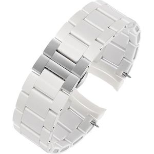 LUGEMA Rubber Horlogeband Siliconen Polsband Armband Rose Gouden Gesp Compatibel Met Armani AR5905 AR5906 AR5919 AR5920 20 23mm Horlogeband Band (Color : White-Silvery, Size : 20mm)