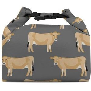 Jersey Koe Boerderij Dieren Resuable Lunch Box Bag Geïsoleerde Koeler Voedsel Tas Tote Box Met Afneembare Handvat Voor Picknick Werken