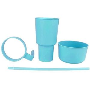 Snack Drink Cup, Plastic Duurzame Grote Opening Draagbare Snackbeker Draagbaar voor Kamperen (Lichtblauw)