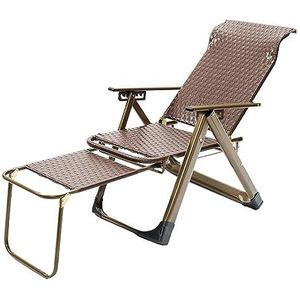 Ligstoel Tuinligstoel Telescopische Opvouwbare Rieten Stoel, Fauteuil, Rieten Zitting, Balkonstoel Voor Lunchpauze, Stoel Met Telescopisch Pedaal Ligstoel Voor Buiten(B)