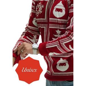 Kersttruien voor dames en heren, Kersttrui voor volwassenen, Kerstcadeau voor dames en heren, Ronde Hals Winter Acryl Kersttrui, Unisex Kersttrui (DE/NL/SE/PL, Alfabetisch, M, Rood)
