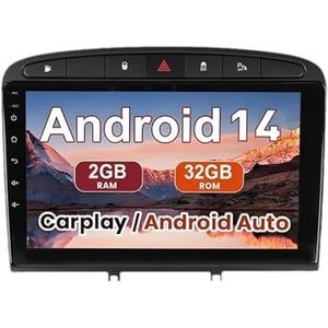 Android 15 Autoradio 9 inch touchscreen voor Peugeot 408 2010-2016 Autoradio Navigatie met Carplay met GPS navigatie Bluetooth FM USB Steering Wheel Control(D7 2G+32G)