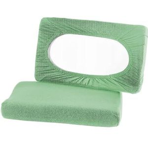 BaSaTex Biologische kussenslopen, spanhoezen, set van 2, voor nekkussen en gezondheidskussen, 97% GOTS-gecertificeerd katoen + 3% elastaan, ca. 45-60 x 30-40 cm, 20 cm brug, lindegroen