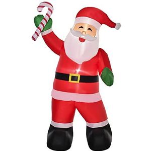 HOMCOM opblaasbare kerstman met snoepstok 243 cm LED met blower kerstfeest kerstdecoratie wit + rood + groen 160 x 85 x 243 cm