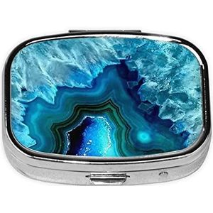 Mini vierkante pillendoos, medicijnorganizer, heldere aquablauwe, draagbare EHBO-doos, reispillendoos met 2 vakken, kleine pillendoos voor zak of portemonnee