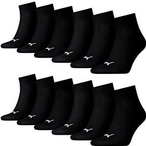 PUMA Quarters Sportsokken voor heren, verpakking van 12 paar sportsokken (verpakking van 12 stuks), 200, zwart, 43-46 EU