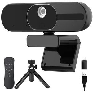 V21 Webcam 4K, Ultra HD webcam met microfoon, luidspreker, afstandsbediening, zoom, 112° gezichtsveld, autofocus, plug & play, privacy, ruisonderdrukking, webcam pc voor vergaderingen en