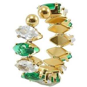 Damesring roestvrijstalen diamanten ring Modieuze 18K gouden verstelbare ringarmband (Style : 8)