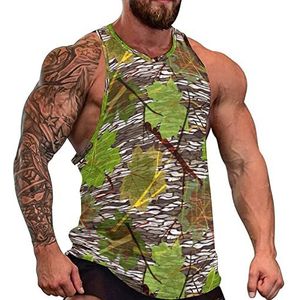 Camouflage met esdoornbladeren heren tanktop mouwloos T-shirt pullover gym shirts workout zomer T-shirt