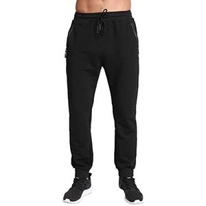 Tansozer Joggingbroek Heren Sportbroek Sweatbroek Trainingsbroek Heren Vrijetijdsbroek Hardloopbroeken Stadion Broek Met Ritszakken Modebroek Mannen Joggers Pants Fitnessbroek Zwart L