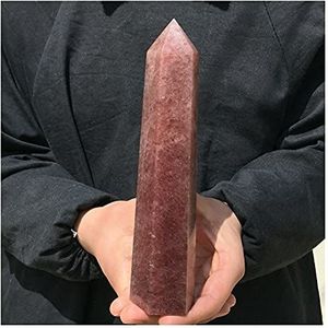 Natuurlijke Aardbei Quartz Crystal Obelisk Point Wand Reiki Healing Healing Crystal (Maat: 700-750g)