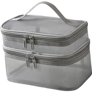 Draagbare reis-make-uptas, groot voor manicuresets, toiletartikelen, nagellak, Grijs, Eén maat