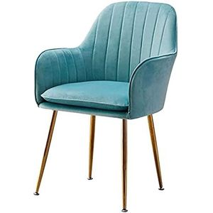 GEIRONV 1 stuks eetkamerstoelen, fluwelen stoel en rugleuningen Woonkamer fauteuil met metalen benen verstelbare voeten make-up stoel Eetstoelen (Color : Sky blue)