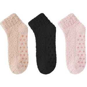 YIJIANUO 3 Paar Herfst Winter Antislip Koraal Vloer Sokken Tapijt Slaap Slippers Indoor Thuis Korte Sok Vrouwen Dikke Warme Sokken, Set 1, One size