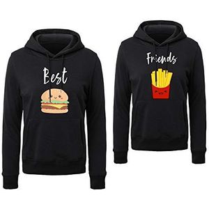 Beste Vrienden Trui voor Meisje Beste Vrienden Hoodie BFF Hoodie Zus Trui BFF Trui Lange Mouw Verjaardagscadeau Zwart Wit Grijs 1 stuk(Zwart-FRIENDS,S)