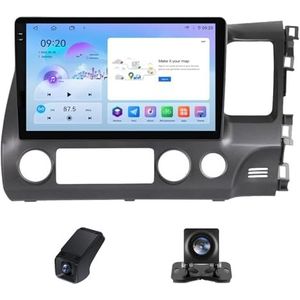 Carplay autoradio 2 Din geldt voor Honda Civic 8 2005-2012 met Android Auto Bluetooth 10 inch touchscreen autoradio met FM-radio/DSP GPS stuurwielbediening + achteruitrijcamera(A,C30Plus)