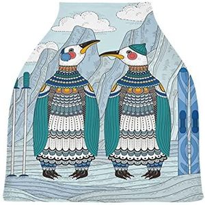 Blue Birds Mountain Baby Autostoelhoes Luifel Stretchy Verpleging Covers Ademend Winddicht Winter Sjaal voor Baby Borstvoeding Jongens Meisjes