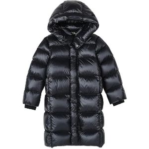 Girls' Hooded Winter Puffer Jacket, Winter Jacket Parka Down Coat Overcoat with Fur Hood Outwear (9-10 Years,Black)